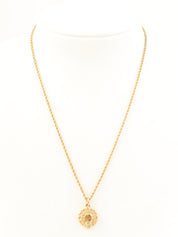 ラインストーンロゴサークルネックレス ゴールド