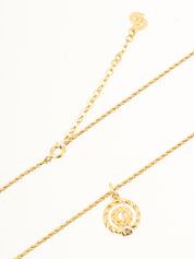 ラインストーンロゴサークルネックレス ゴールド