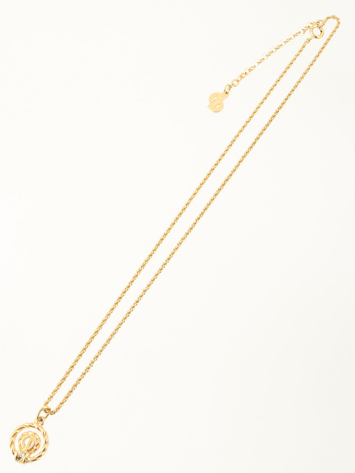 ラインストーンロゴサークルネックレス ゴールド