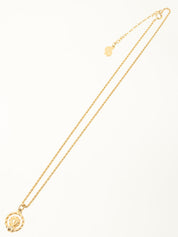 ラインストーンロゴサークルネックレス ゴールド