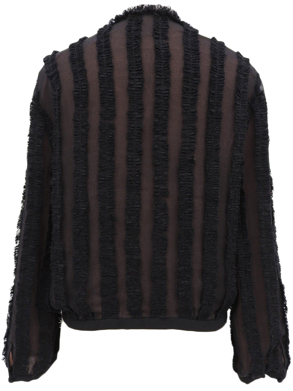 レースストライプパターンカーディガン ブラック