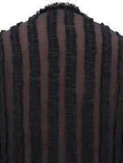 レースストライプパターンカーディガン ブラック