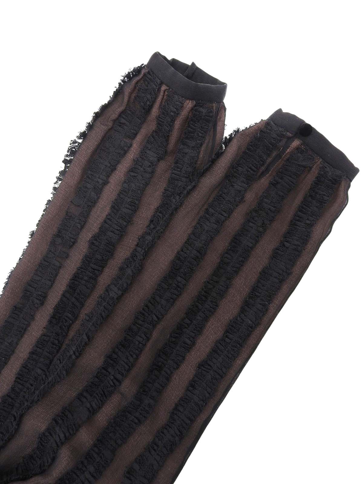 レースストライプパターンカーディガン ブラック