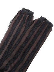 レースストライプパターンカーディガン ブラック