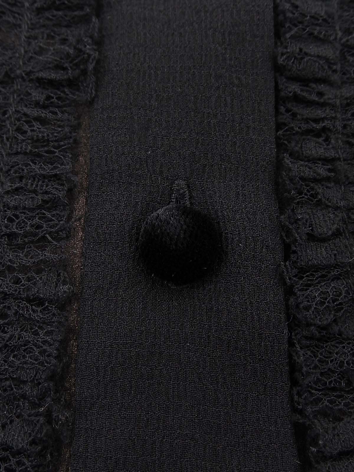 レースストライプパターンカーディガン ブラック