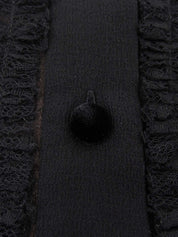 レースストライプパターンカーディガン ブラック