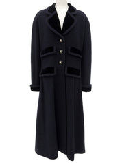 Velvet Design Clover Button Long Coat Navy/Black