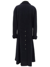 Velvet Design Clover Button Long Coat Navy/Black