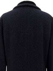 Velvet Design Clover Button Long Coat Navy/Black