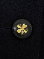 Velvet Design Clover Button Long Coat Navy/Black