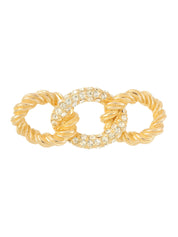 ラインストーンツイストデザインブローチ ゴールド