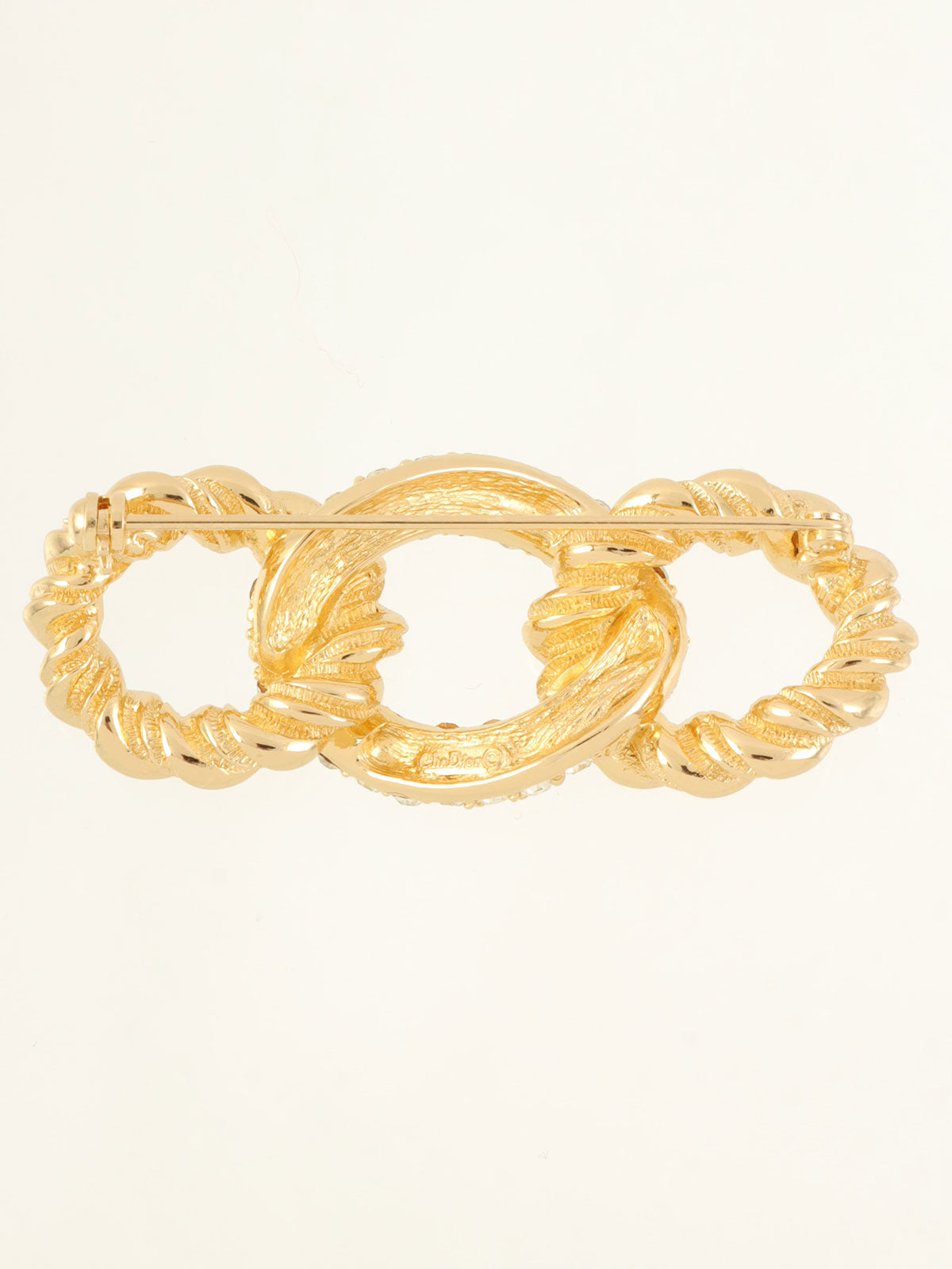 ラインストーンツイストデザインブローチ ゴールド