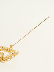 ラインストーンツイストデザインブローチ ゴールド