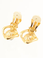 スクエアモチーフストーンイヤリング ゴールド