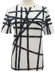 ボルデュックパターン半袖Tシャツ ホワイト/ネイビー