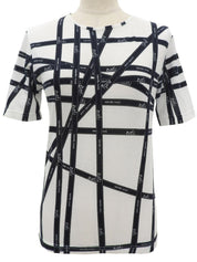 Bolduc Pattern Short Sleeve T-Shirt White/Navy