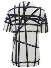 ボルデュックパターン半袖Tシャツ ホワイト/ネイビー