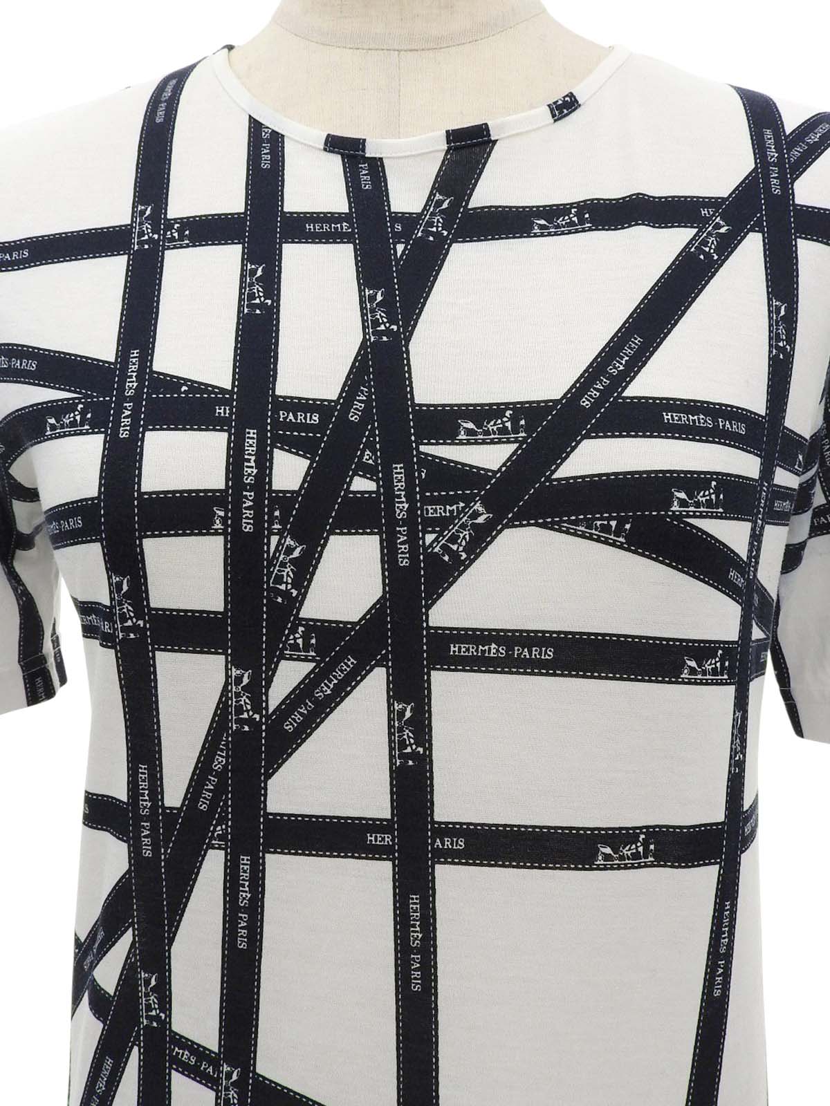 ボルデュックパターン半袖Tシャツ ホワイト/ネイビー