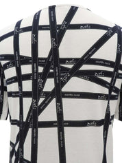 ボルデュックパターン半袖Tシャツ ホワイト/ネイビー