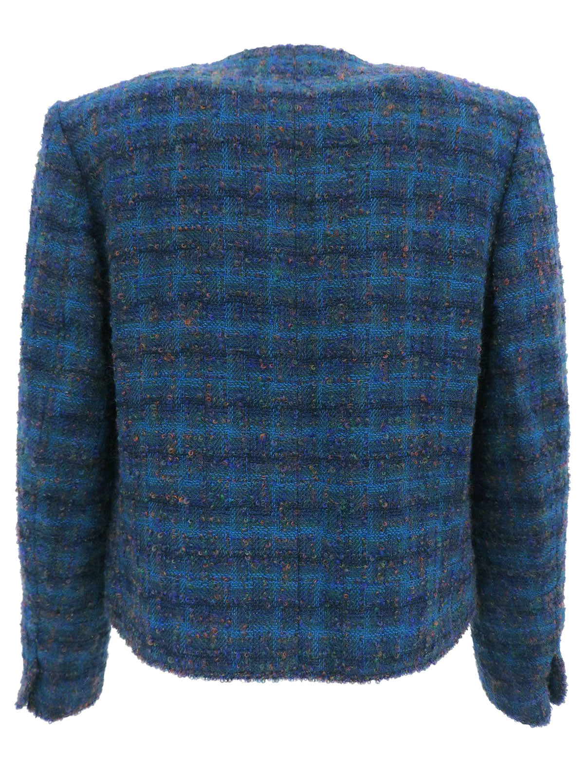 1997 Tweed CC Mark Button Collarless Jacket Multi