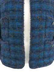 1997 Tweed CC Mark Button Collarless Jacket Multi