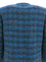 1997 Tweed CC Mark Button Collarless Jacket Multi