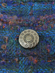 1997 Tweed CC Mark Button Collarless Jacket Multi