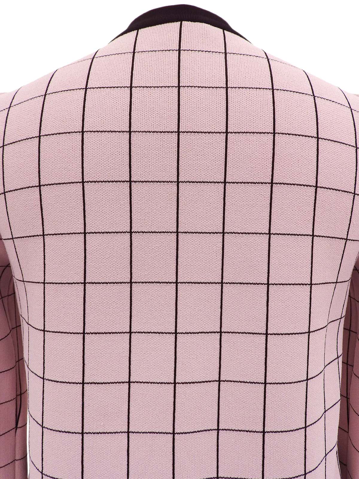 ブロックチェックパターンロゴボタンカーディガン ピンク/ブラック