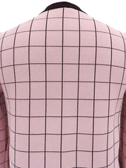 ブロックチェックパターンロゴボタンカーディガン ピンク/ブラック