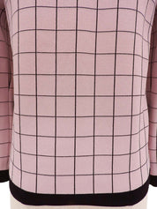 ブロックチェックパターンロゴボタンカーディガン ピンク/ブラック