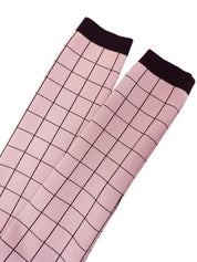 ブロックチェックパターンロゴボタンカーディガン ピンク/ブラック