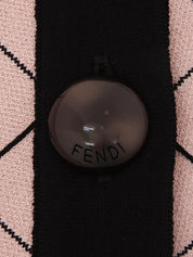 ブロックチェックパターンロゴボタンカーディガン ピンク/ブラック