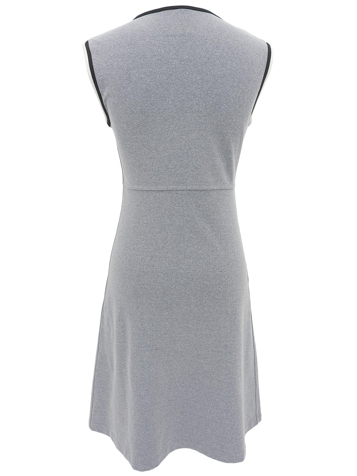 トリムデザインCCマーク刺繍ノースリーブワンピース グレー/マルチ