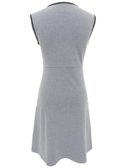 トリムデザインCCマーク刺繍ノースリーブワンピース グレー/マルチ