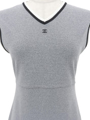 トリムデザインCCマーク刺繍ノースリーブワンピース グレー/マルチ