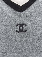 トリムデザインCCマーク刺繍ノースリーブワンピース グレー/マルチ