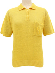 ロゴ刺繍ニットポロシャツ イエロー