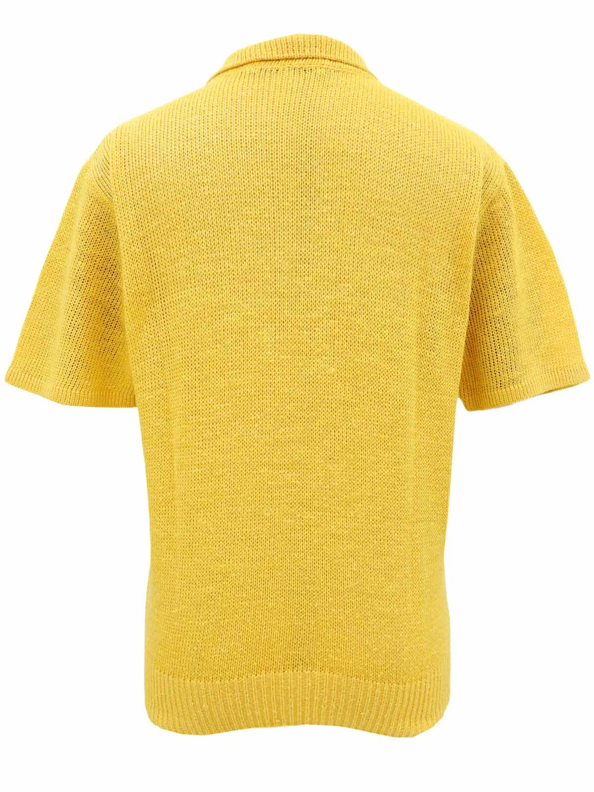 ロゴ刺繍ニットポロシャツ イエロー