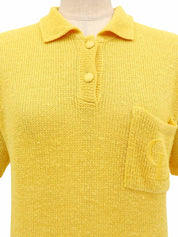 ロゴ刺繍ニットポロシャツ イエロー