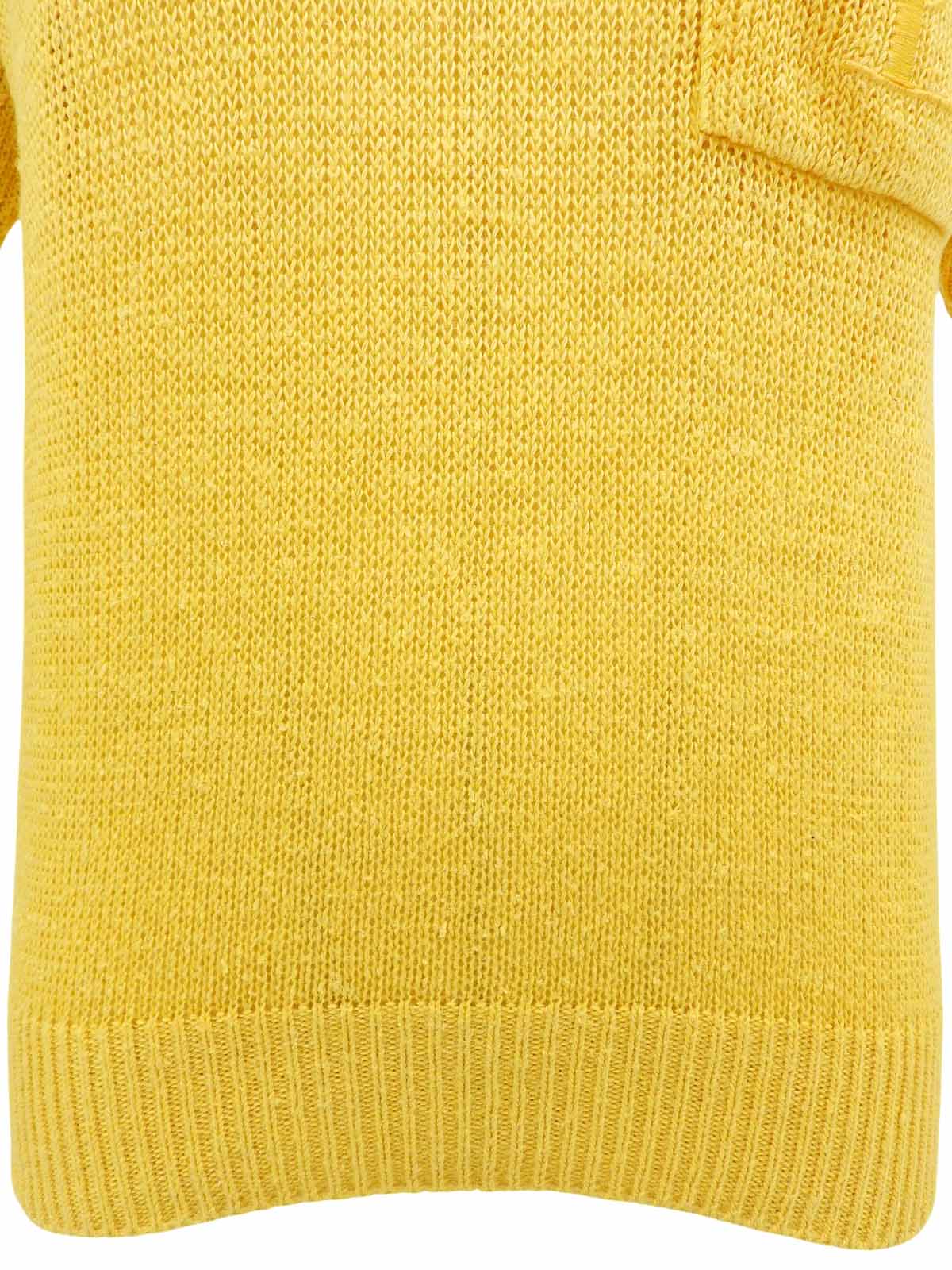 ロゴ刺繍ニットポロシャツ イエロー