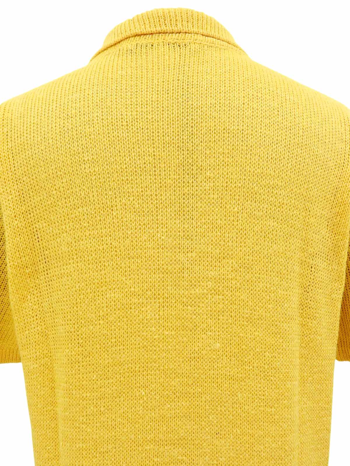 ロゴ刺繍ニットポロシャツ イエロー