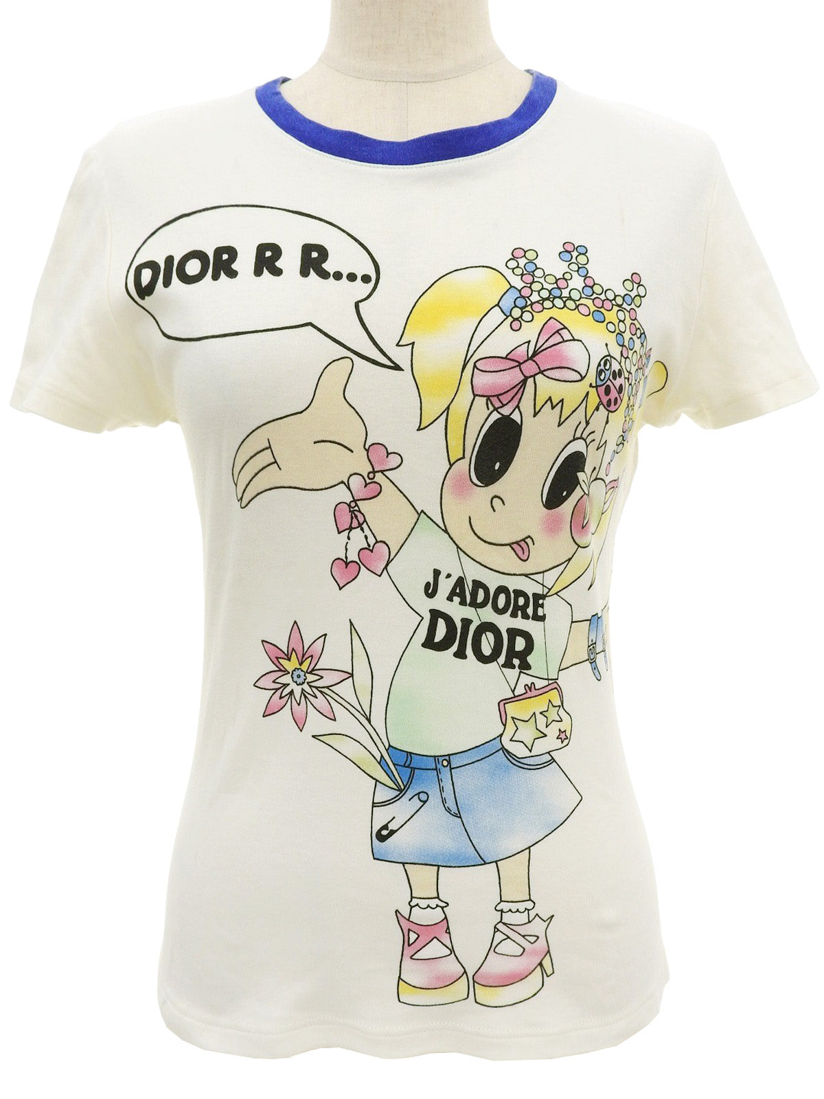 ジョン・ガリアーノ期 キャラクタープリント半袖Tシャツ アイボリー/マルチ