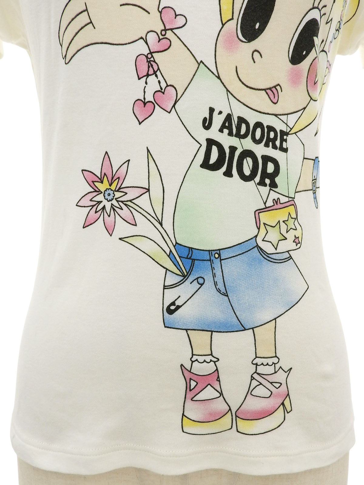 ジョン・ガリアーノ期 キャラクタープリント半袖Tシャツ アイボリー/マルチ