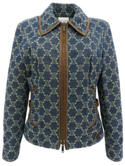 デニムマカダムパターンジャケット ブルー