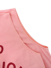 ロゴノースリーブトップス ピンク