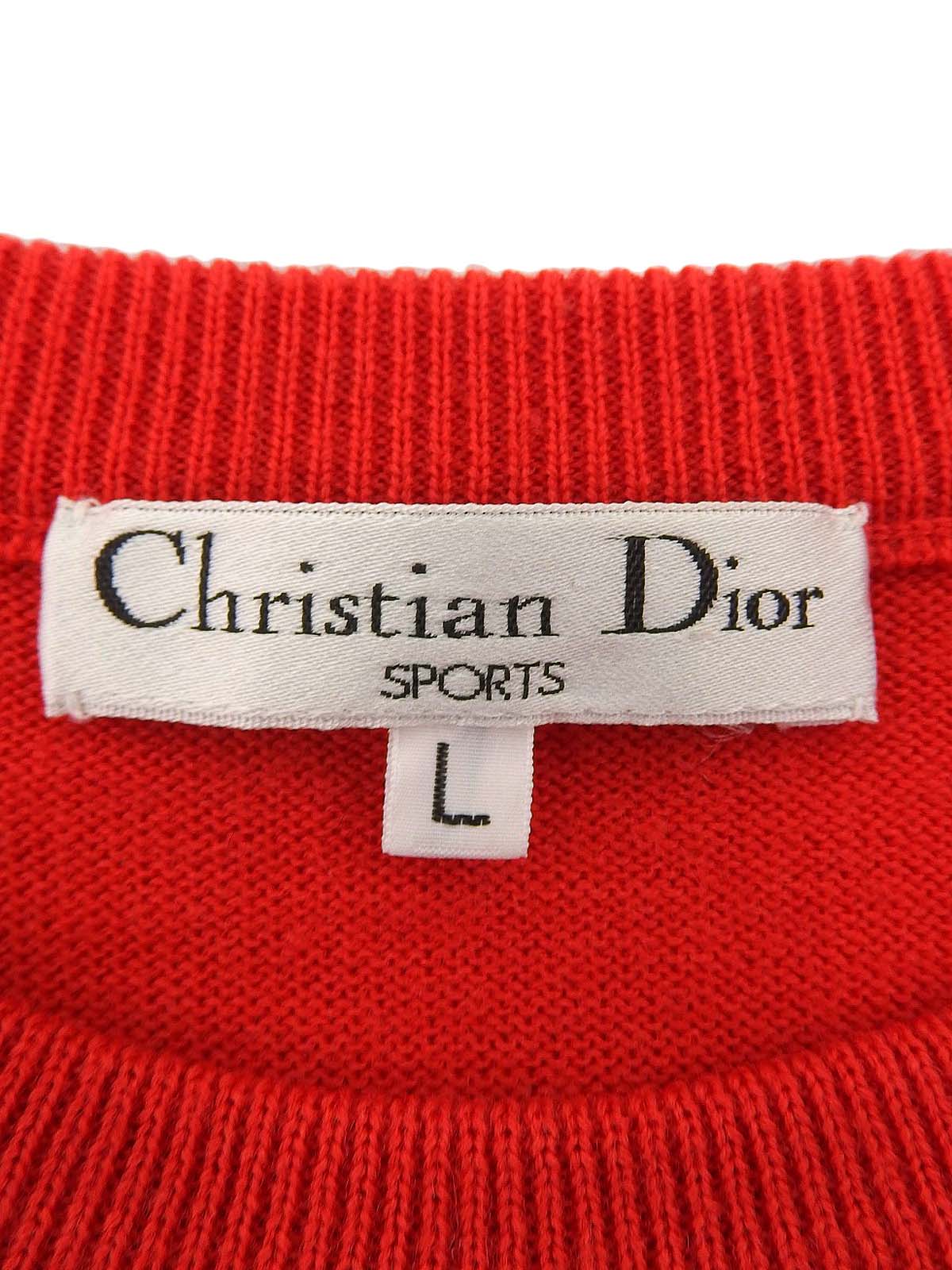 チェックデザインロゴ刺繍セーター レッド/ブラック