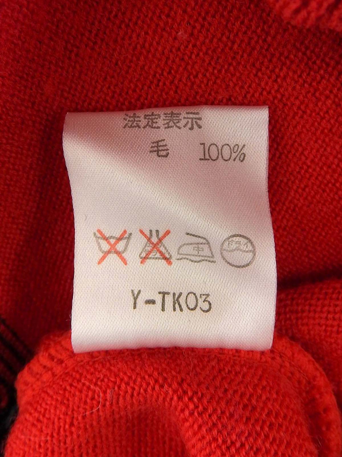 チェックデザインロゴ刺繍セーター レッド/ブラック