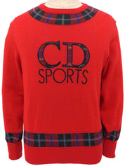 チェックデザインロゴ刺繍セーター レッド/ブラック