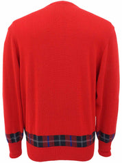 チェックデザインロゴ刺繍セーター レッド/ブラック