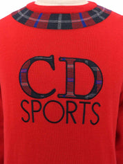 チェックデザインロゴ刺繍セーター レッド/ブラック
